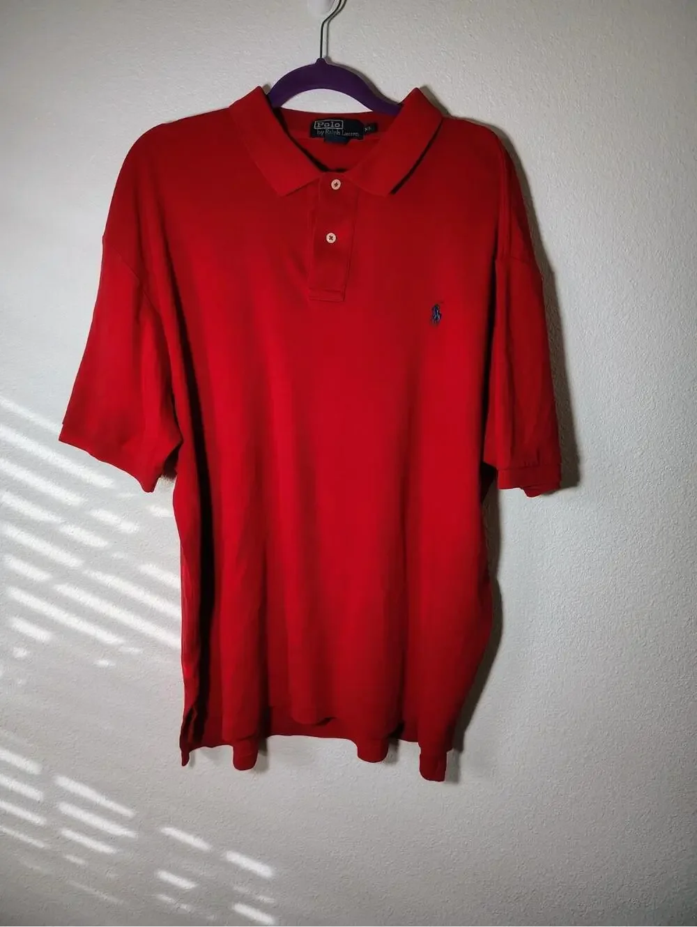 Polo Ralph Lauren Red Mens XL 100% Cotton Logo Colard